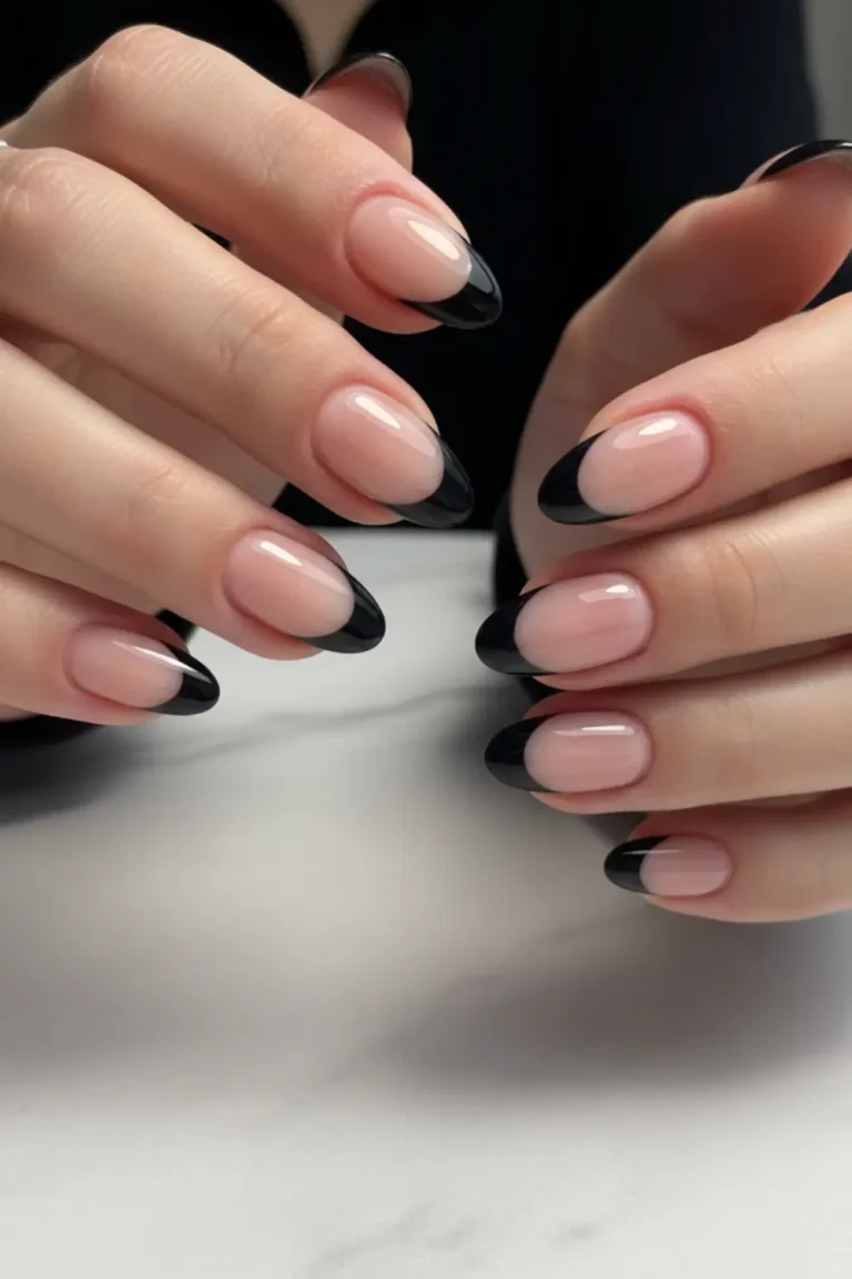 Black French Tip Nails: A Modern Twist on a Classic Look 4 Black french tip nails